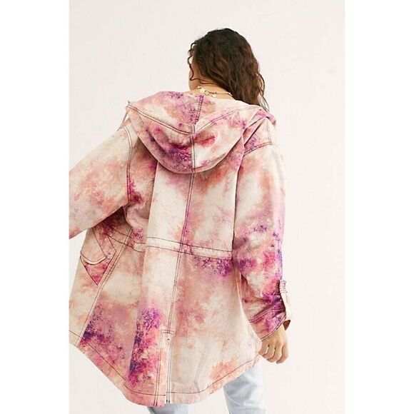 NEW FREE PEOPLE ELECTRIC FIELDS TIE DYE PARKA - Picture 2 of 5